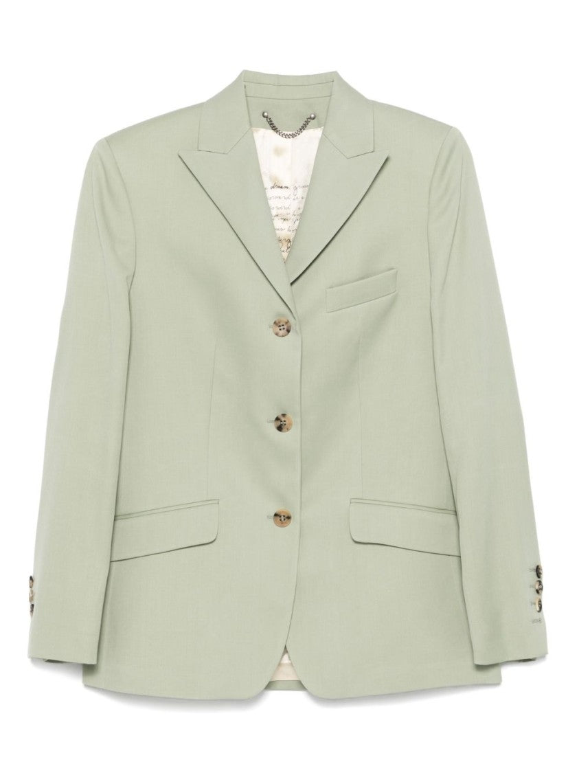 Golden Goose Tailored Sage Green Jacket With Structure And Flap Pockets