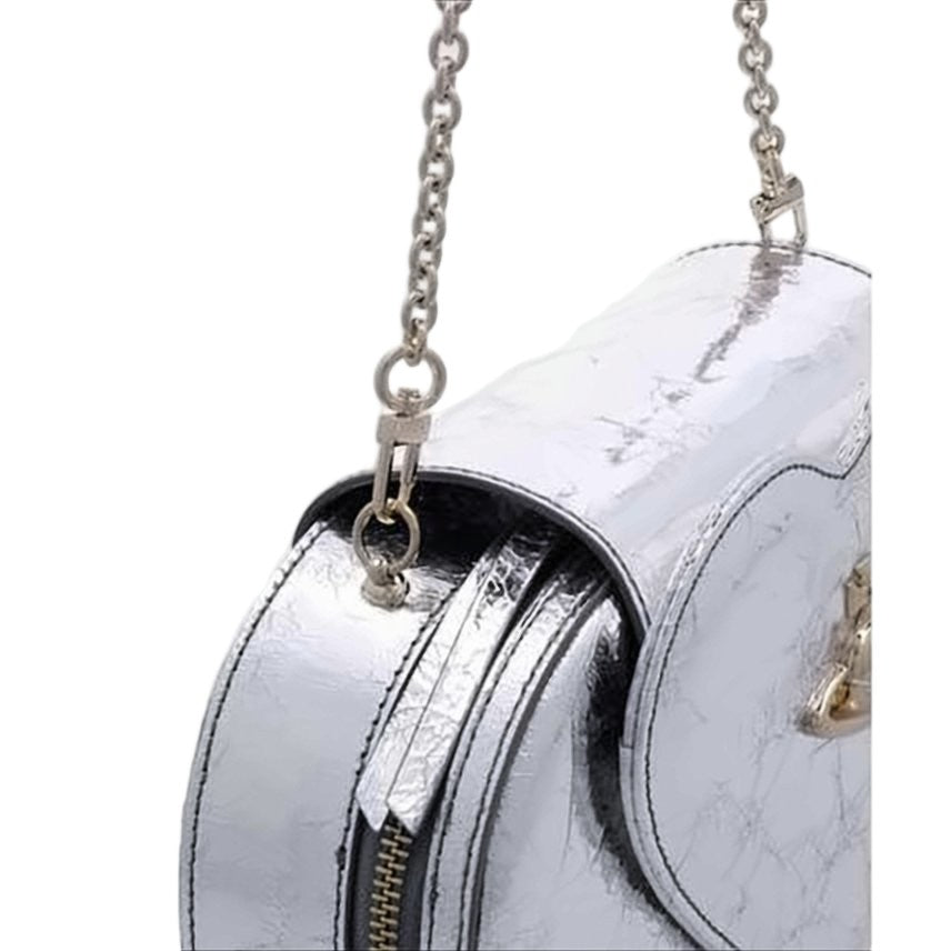 Vivienne Westwood Shiny Metallic Crossbody Bag With Heart-Shaped Flap