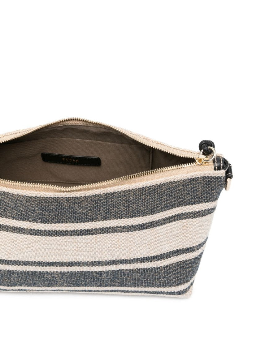 Furla Rectangular Striped Woven Clutch