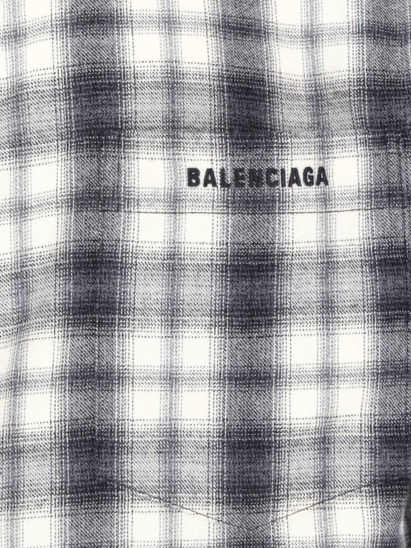 Balenciaga Black White Cotton Flannel Check Shirt