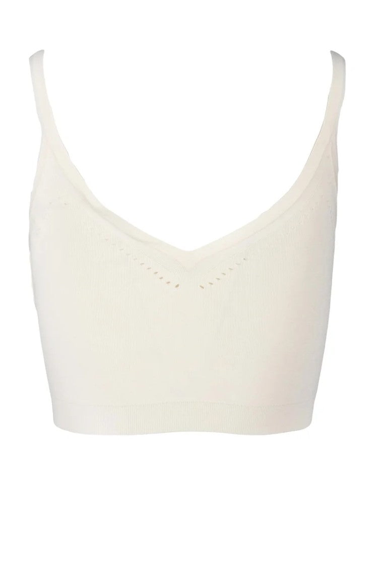 Max Mara White Essential Perforated Viscose-Blend Knit Top