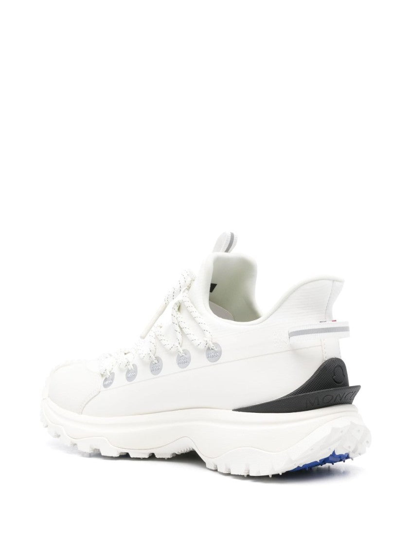 Moncler White Sneakers With Textured Sole And Prominent Logo