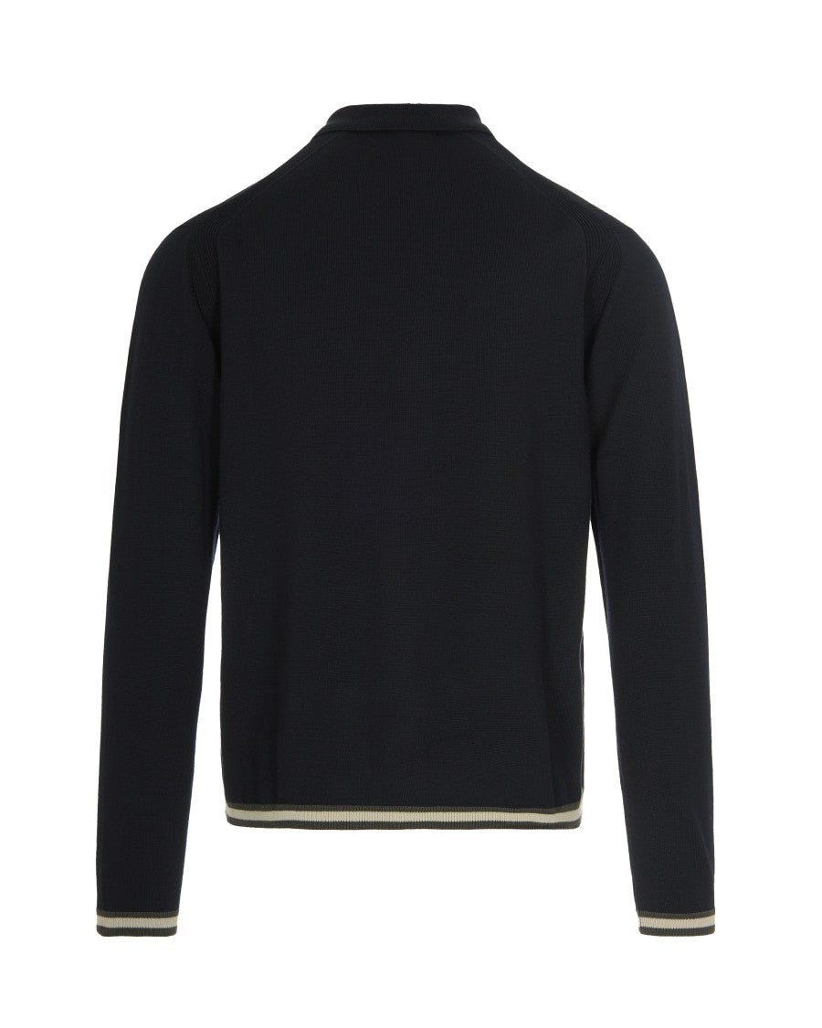 Emporio Armani Navy Blue Shaved Virgin Wool Sweater