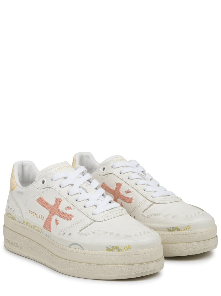 Premiata Micol Calfskin Elevated Sole Sneakers