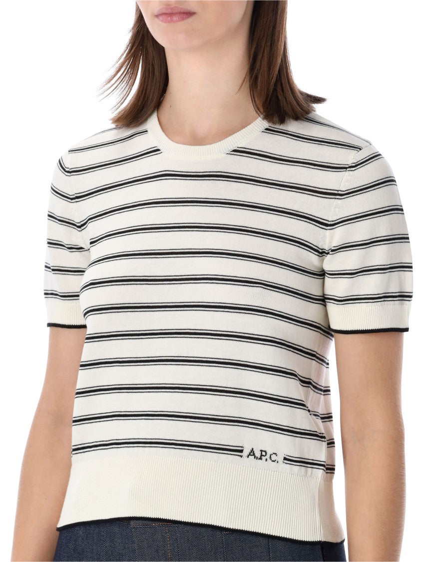 A.P.C. Horizontal Striped Short Sleeve Sweater