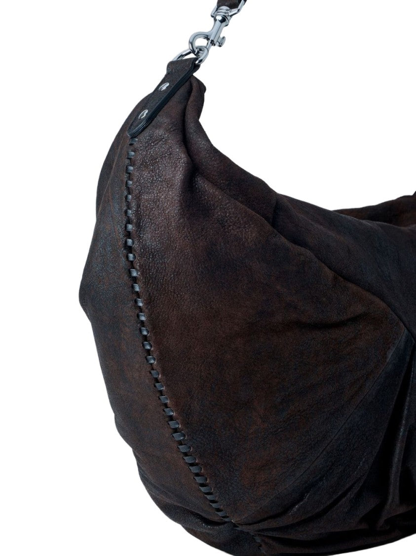 Vivienne Westwood Brown Slouchy Gathered Leather Crescent Bag