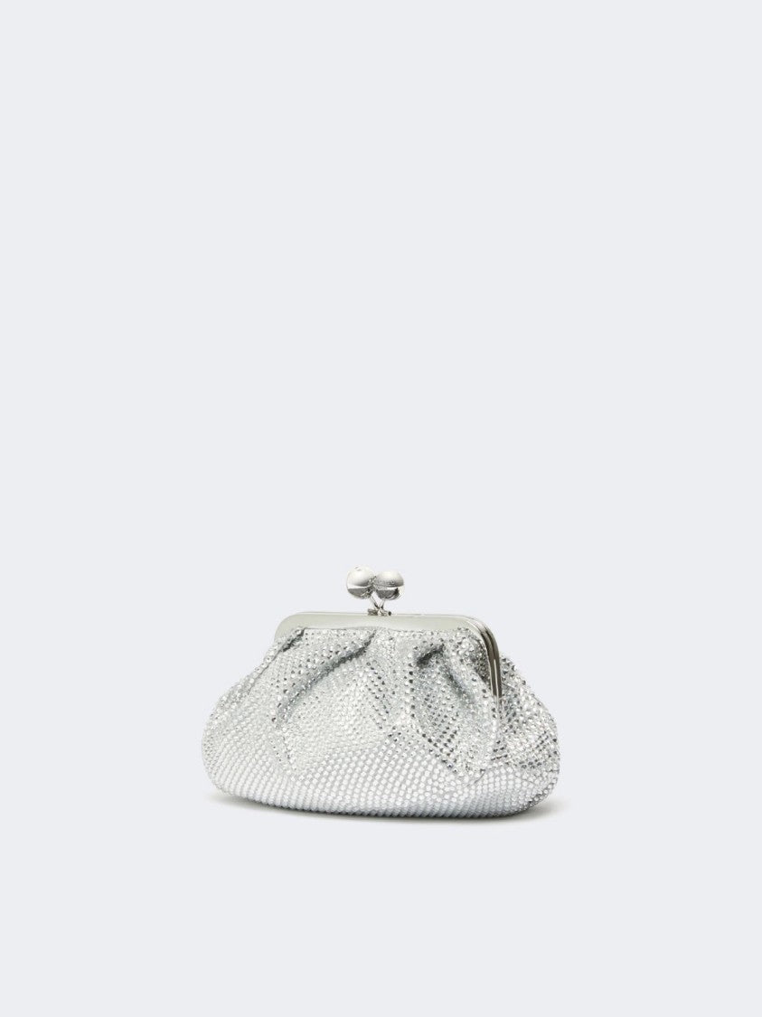 Max Mara Sculpted Clutch With Shimmering Silver Mesh