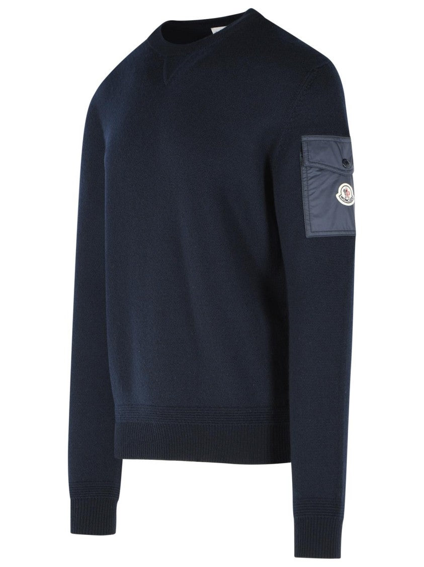 Moncler 'Tricot' Blue Virgin Wool Sweatshirt