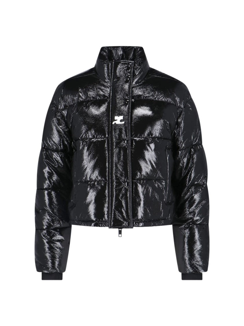 Courrèges Crop Vinyl Puffer Jacket – Black