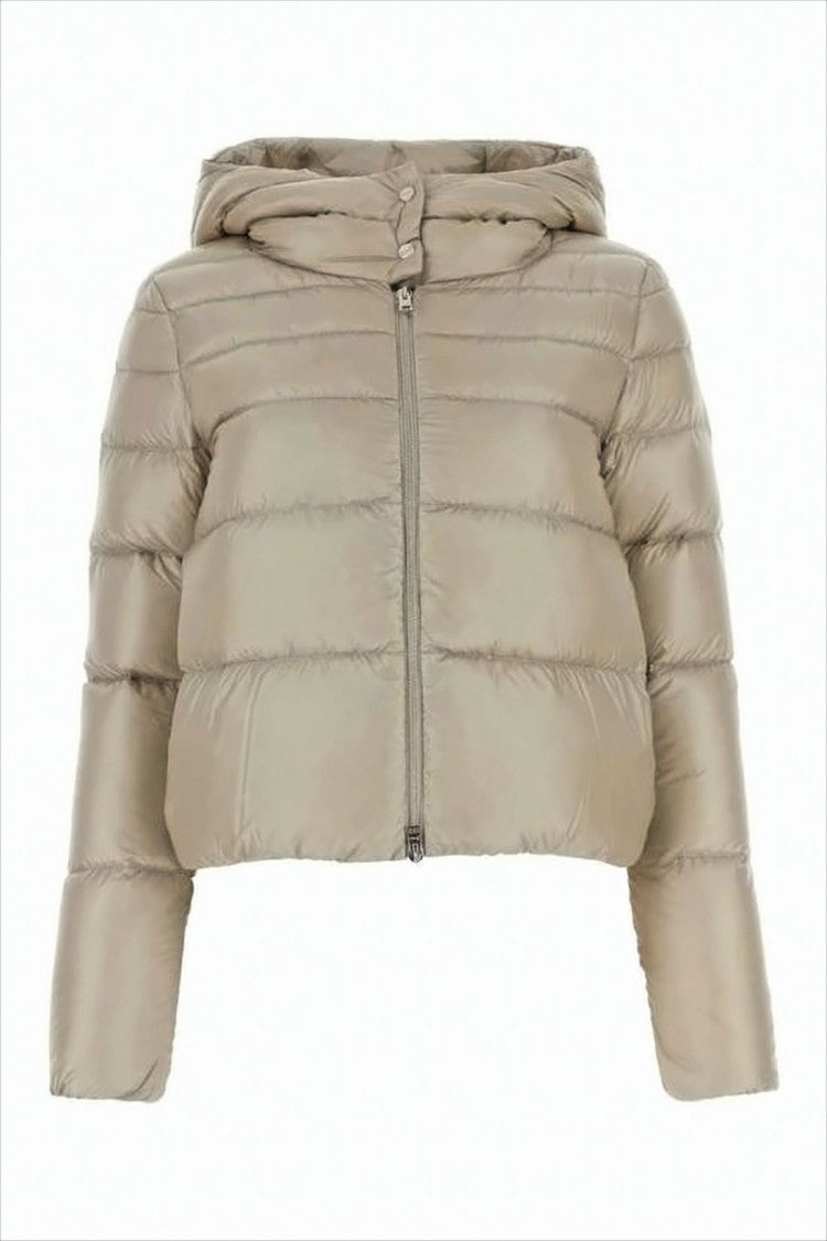 Herno Cropped Down Puffer Jacket With Horizontal Quilting