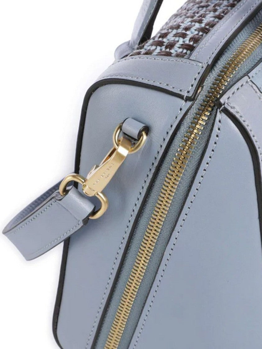 The Bridge Blue Handbag W/Shoulder Geometric Canvas Handbag