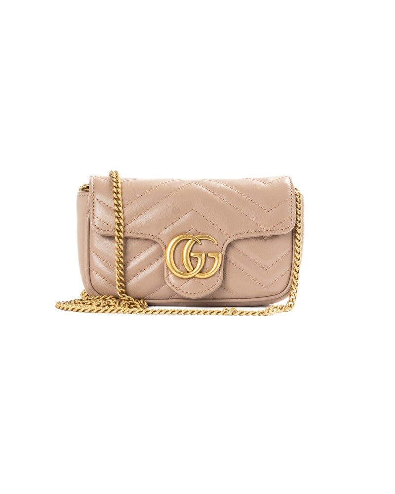 Gucci Pink Matelassè Mini Marmont 16 Leather Shoulder Bag