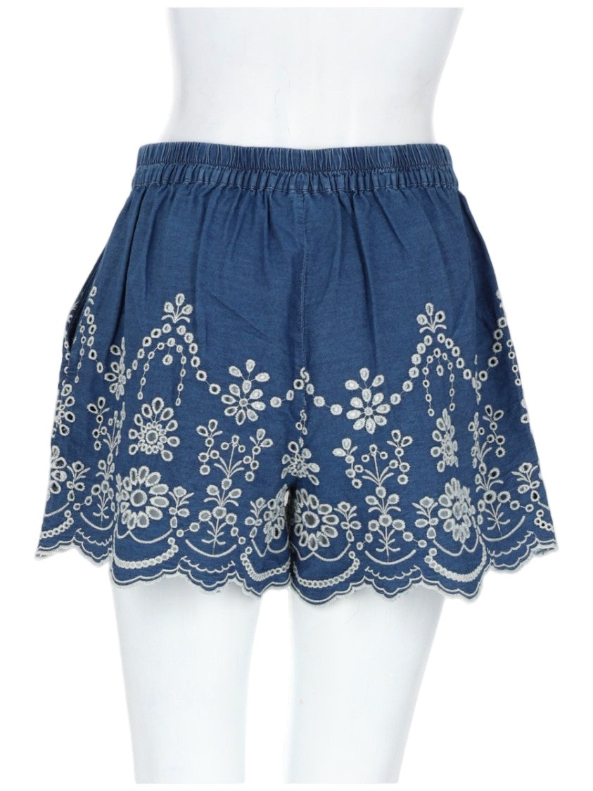 Mc2 Saint Barth Amani Floral Embroidered Chambray Shorts