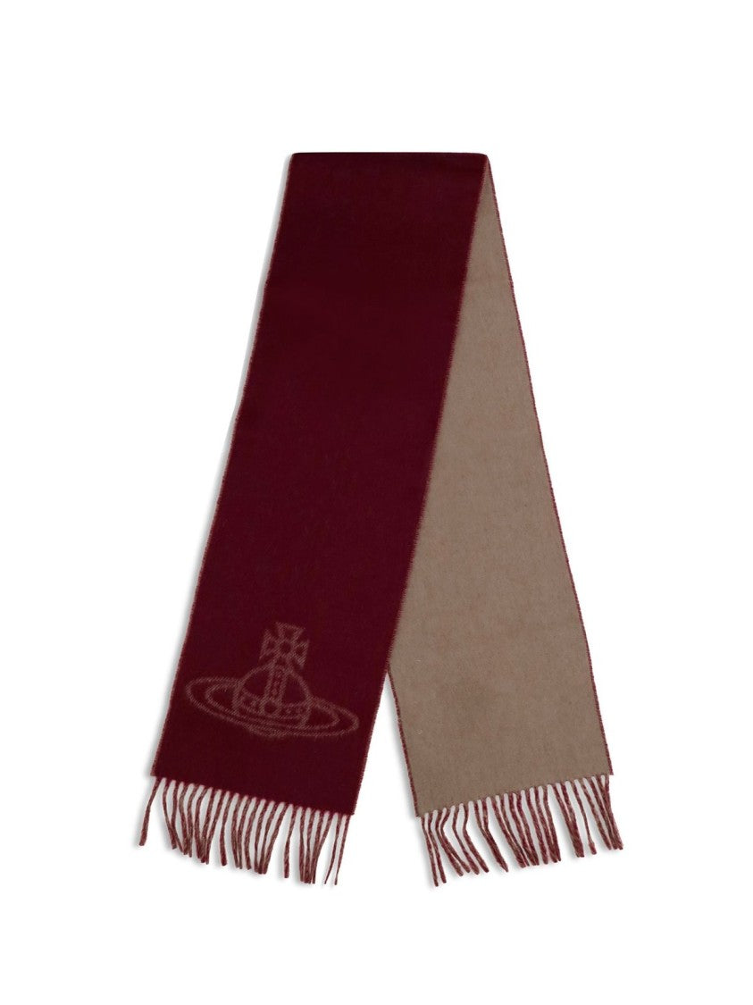 Vivienne Westwood Deep Burgundy Reversible Wool Scarf
