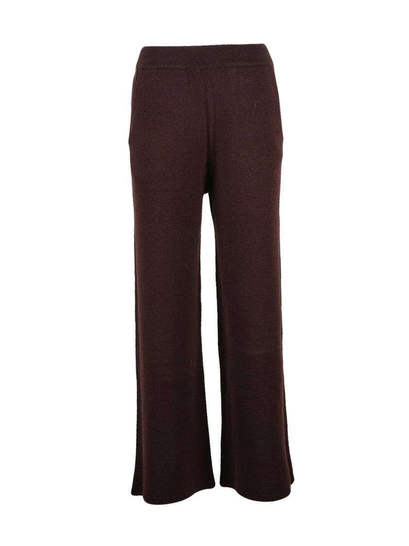 Kaos Wool Knit Trousers With Elastic Waistband And Flared Leg