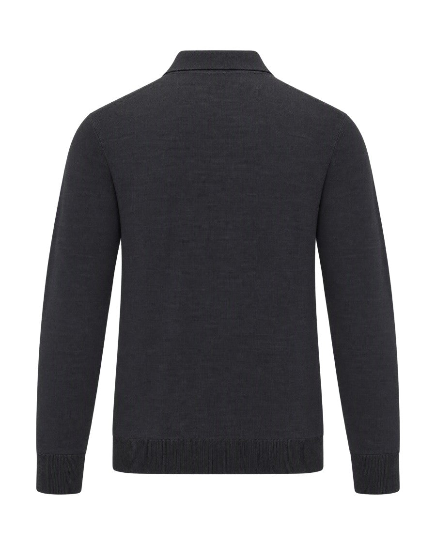 Ballantyne Charcoal Fine Knit Wool Polo Shirt