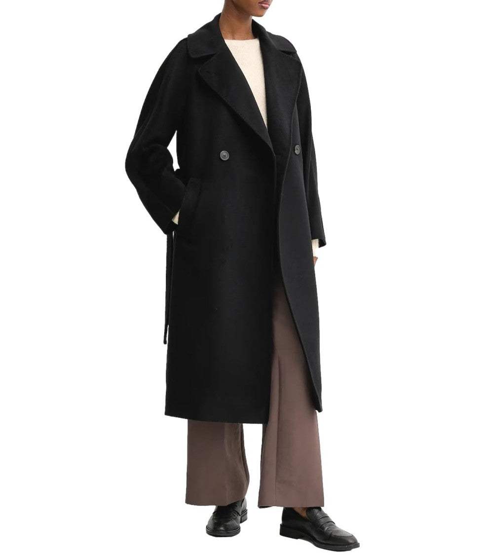 Max Mara Timeless Black Virgin Wool Long Coat