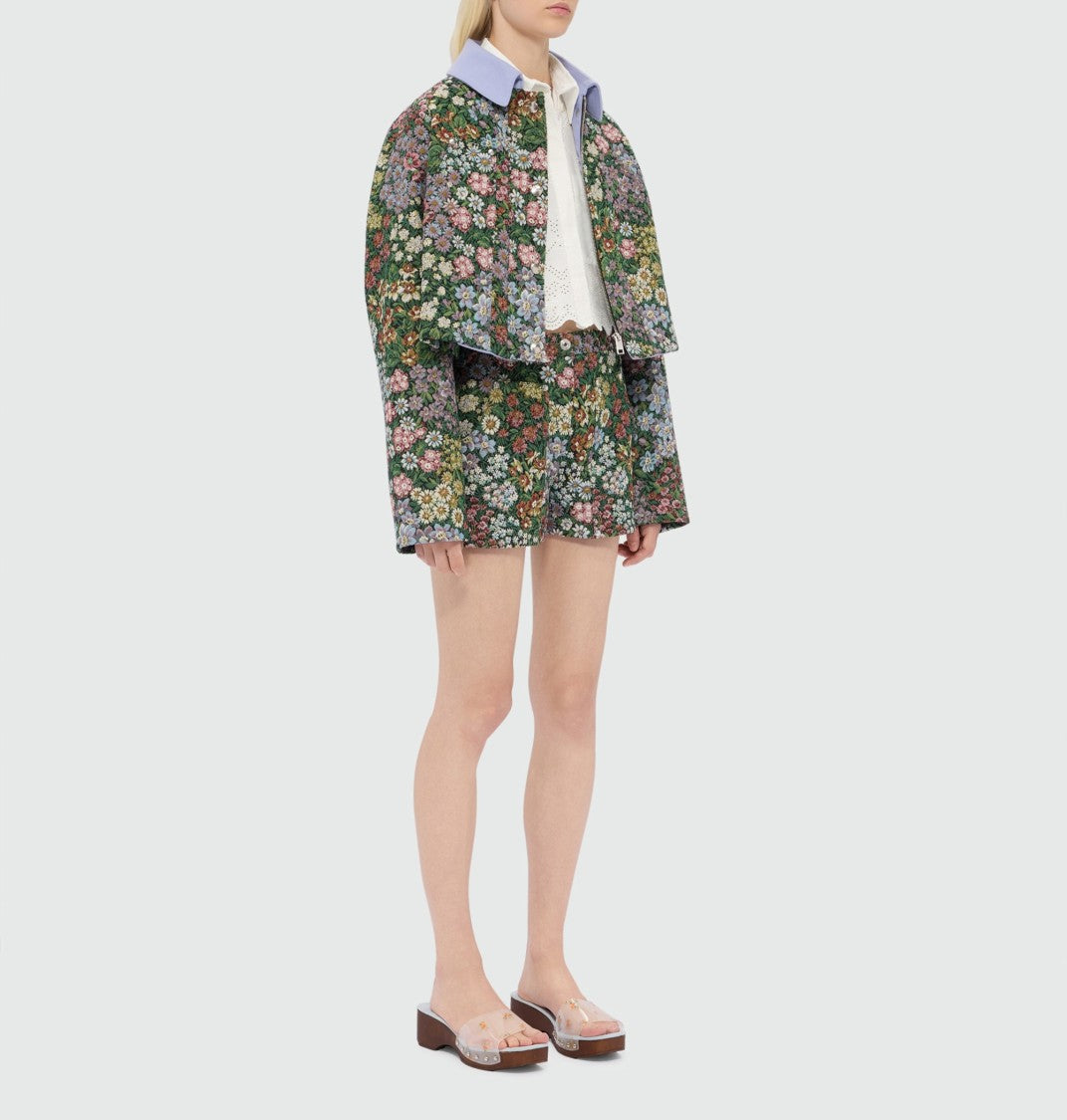 Msgm Delicate Eyelet Cropped Shirt With Scalloped Hemline
