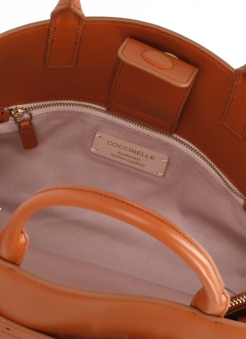 Coccinelle Sleek Leather Shoulder Bag With Golden Logo Accent