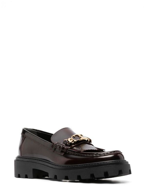Tod's Leather Loafers With Gold-Tone Chain Detail
