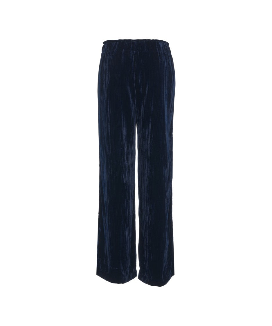 Liu Jo Plush Velvet Trousers With Adjustable Drawstring Waistband