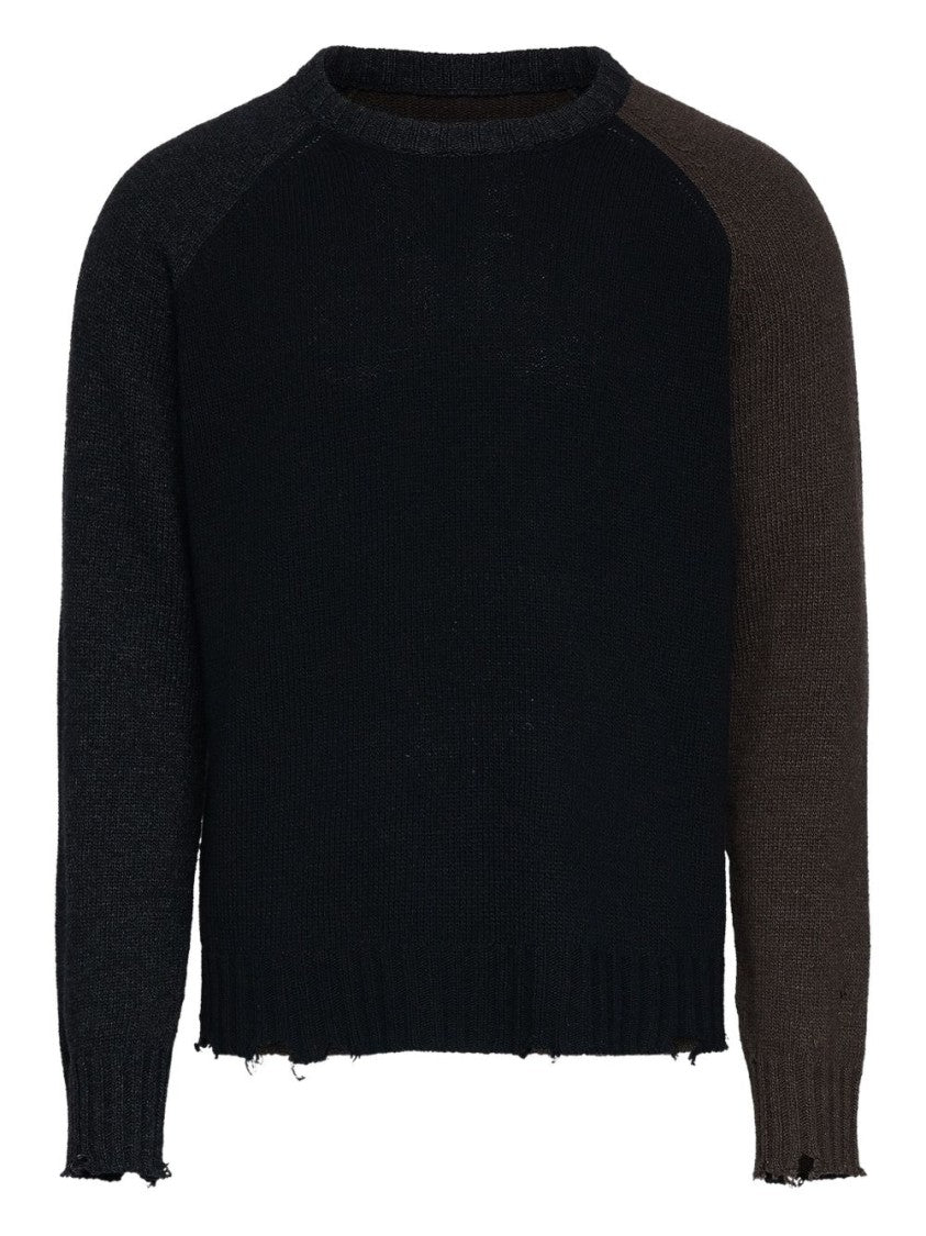 Mm6 By Maison Margiela Contrasting Sleeve Sweater With Distressed Hem