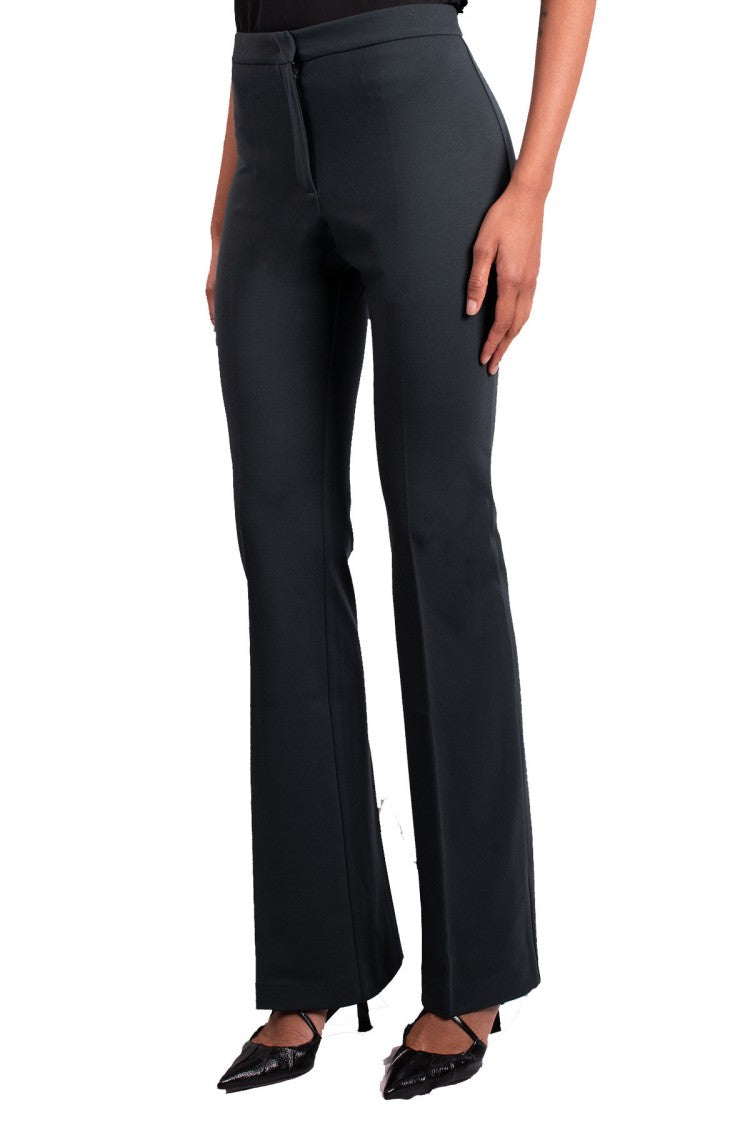 Pinko Green Viscose-Blend Flared Pants
