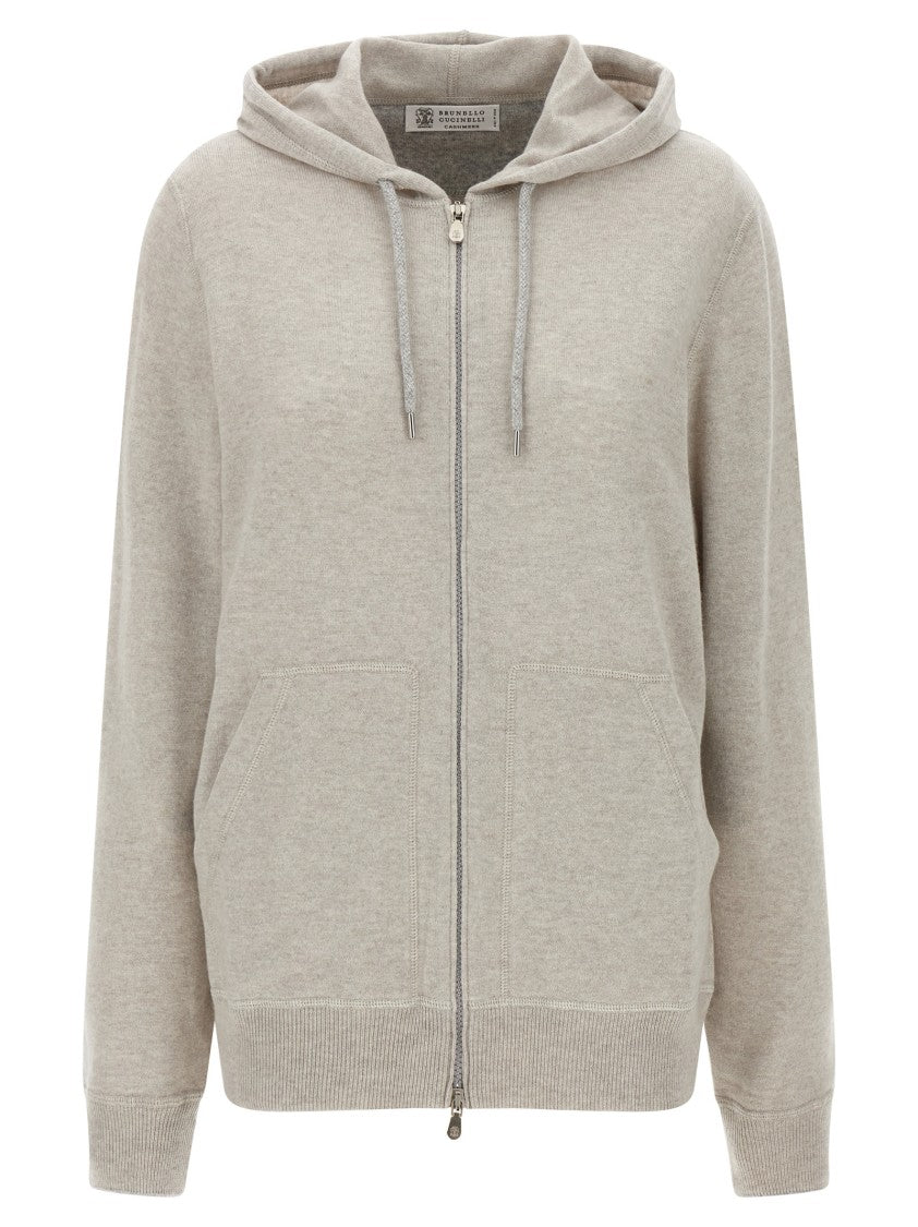 Brunello Cucinelli Cashmere Hoodie With Zip Closure