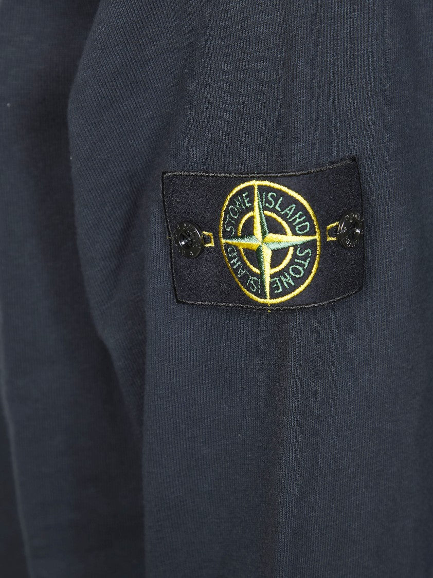 Stone Island Blue Elongated Sleeves Crewneck Sweatshirt