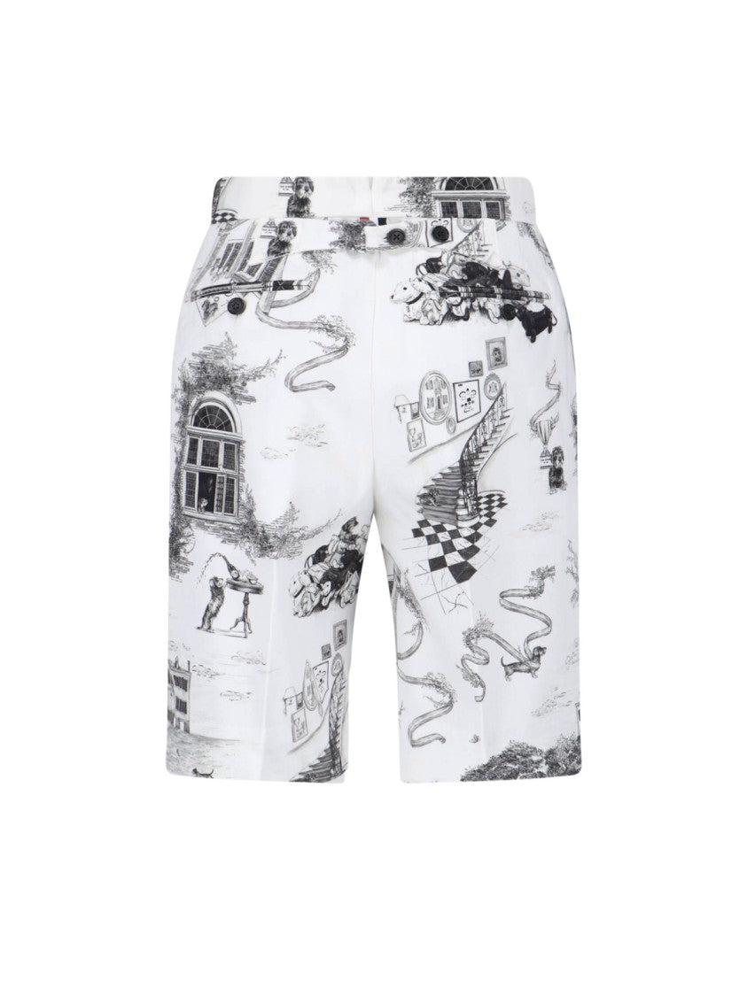 Thom Browne White Hector Toile Print Cotton Shorts