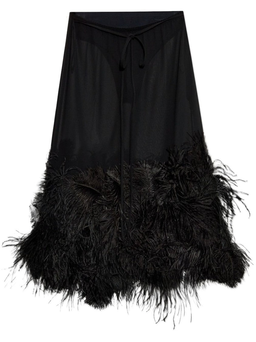 The Attico Midi Skirt With Tone-On-Tone Feather Hem