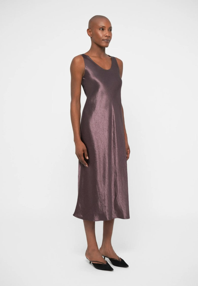 Max Mara Burgundy Sleeveless Midi Dress With Classic Cut