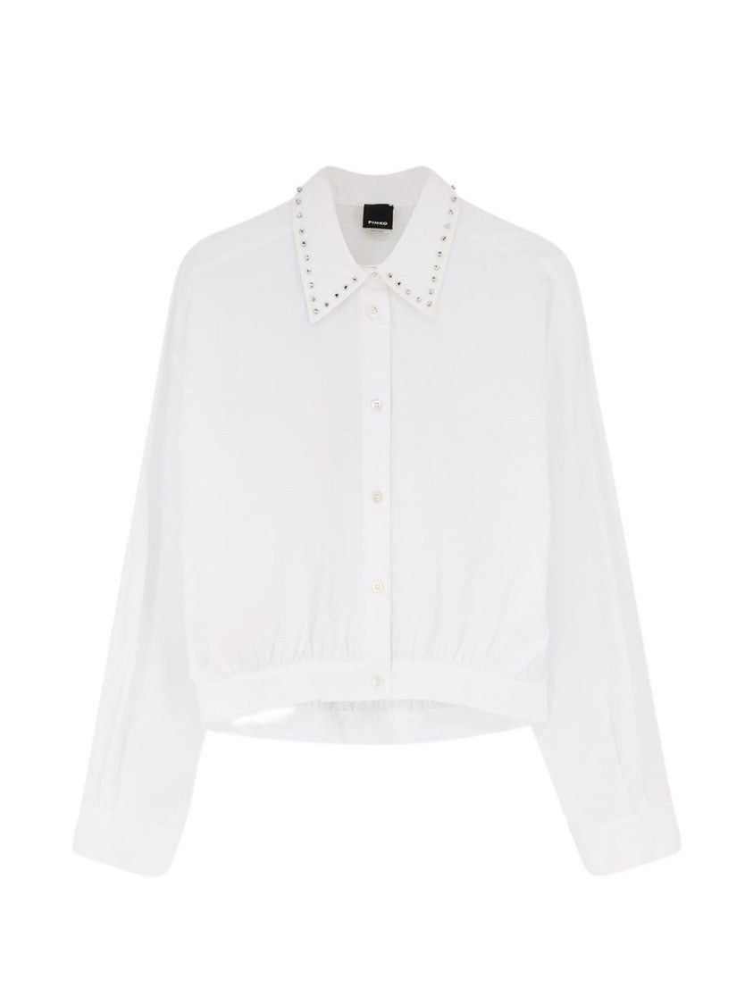 Pinko White Studded Collar Shirt
