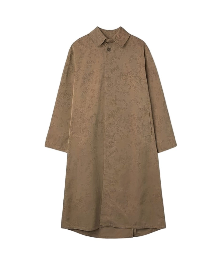Maison Margiela Textured Brown Viscose-Rayon Coat With Classic Collar And Central Vent