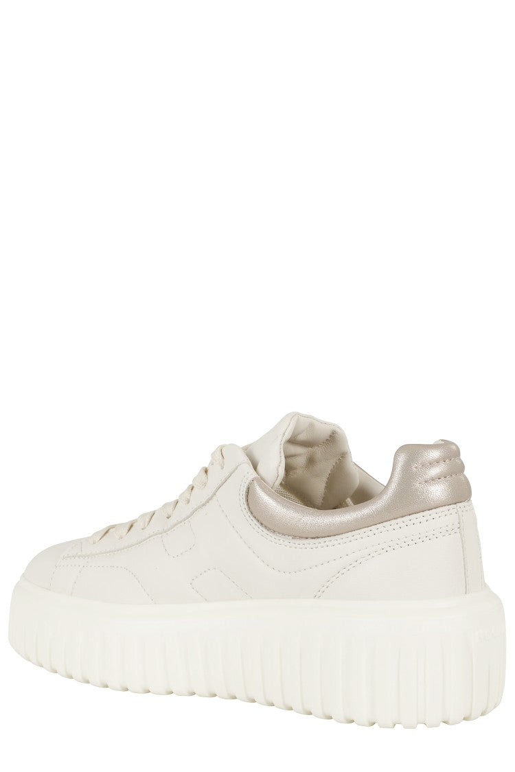 Hogan H Stripes Lace-Up Sneakers With Gold Accents
