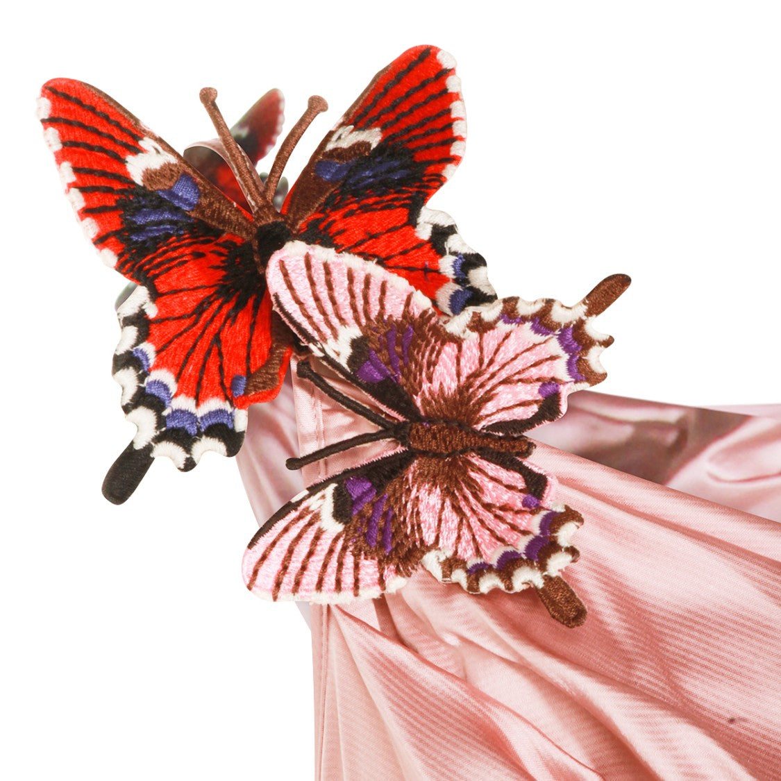 Blumarine Pink Viscose Dress With Butterfly Embroidery And Side Slit