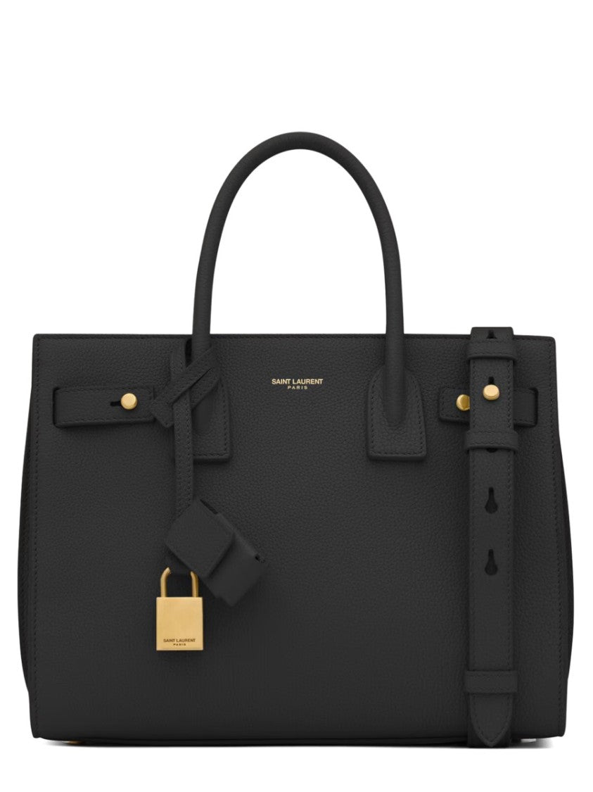 Saint Laurent Pebbled Leather Handbag With Dual Handles