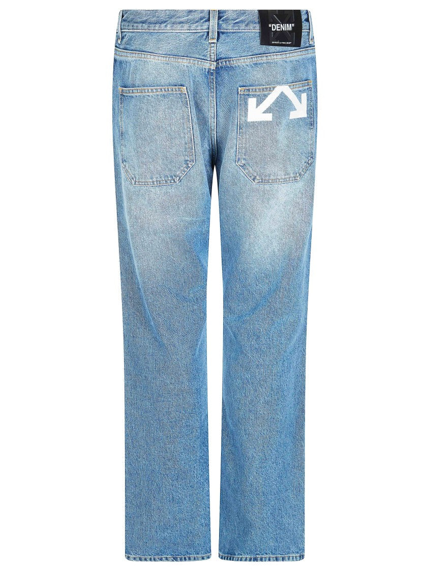 Off-White Slim Arrow Light Blue Faded Jeans