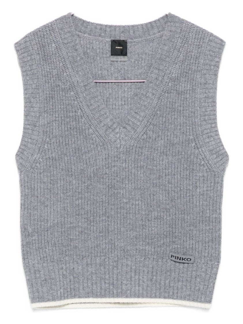 Pinko Sleeveless Grey Knit Sweater Vest