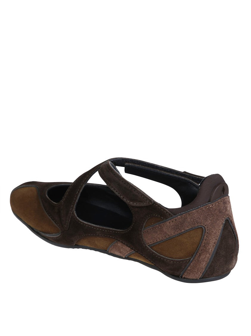 The Attico Floor01 Cut-Out Brown Textured Leather Flats