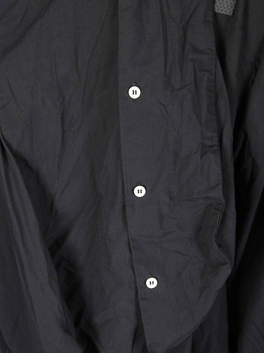 Comme Des Garçons Asymmetrical Black Long Shirt With Fluid Draping