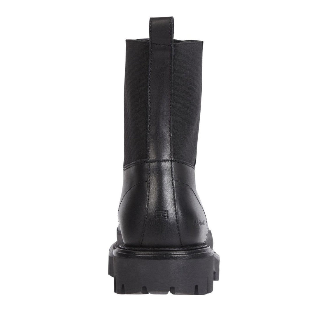 Tommy Hilfiger Black Chunky Sole Lace-Up Elastic Panel Leather Boots