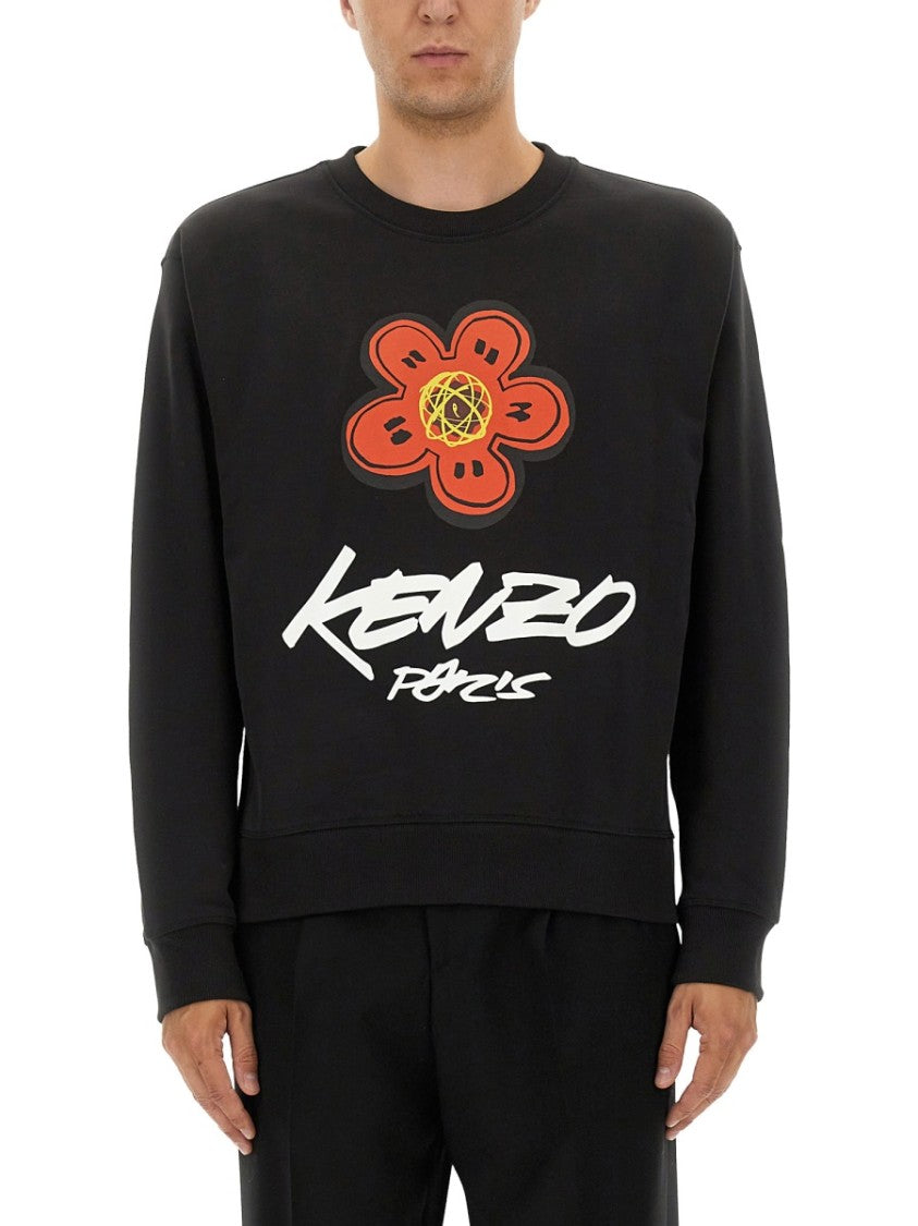 Kenzo Bold Floral Graphic Sweatshirt With Signature Logo