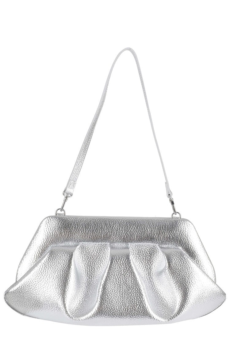 Themoirè Silver Bios Baguette Bottalato Curled Eco-Leather Shoulder Bag