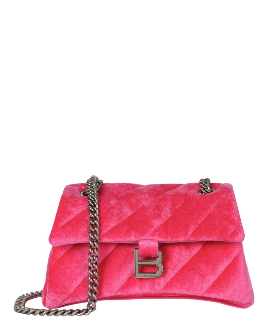 Balenciaga Crush Velvet Small Quilted Chain Shoulder Bag