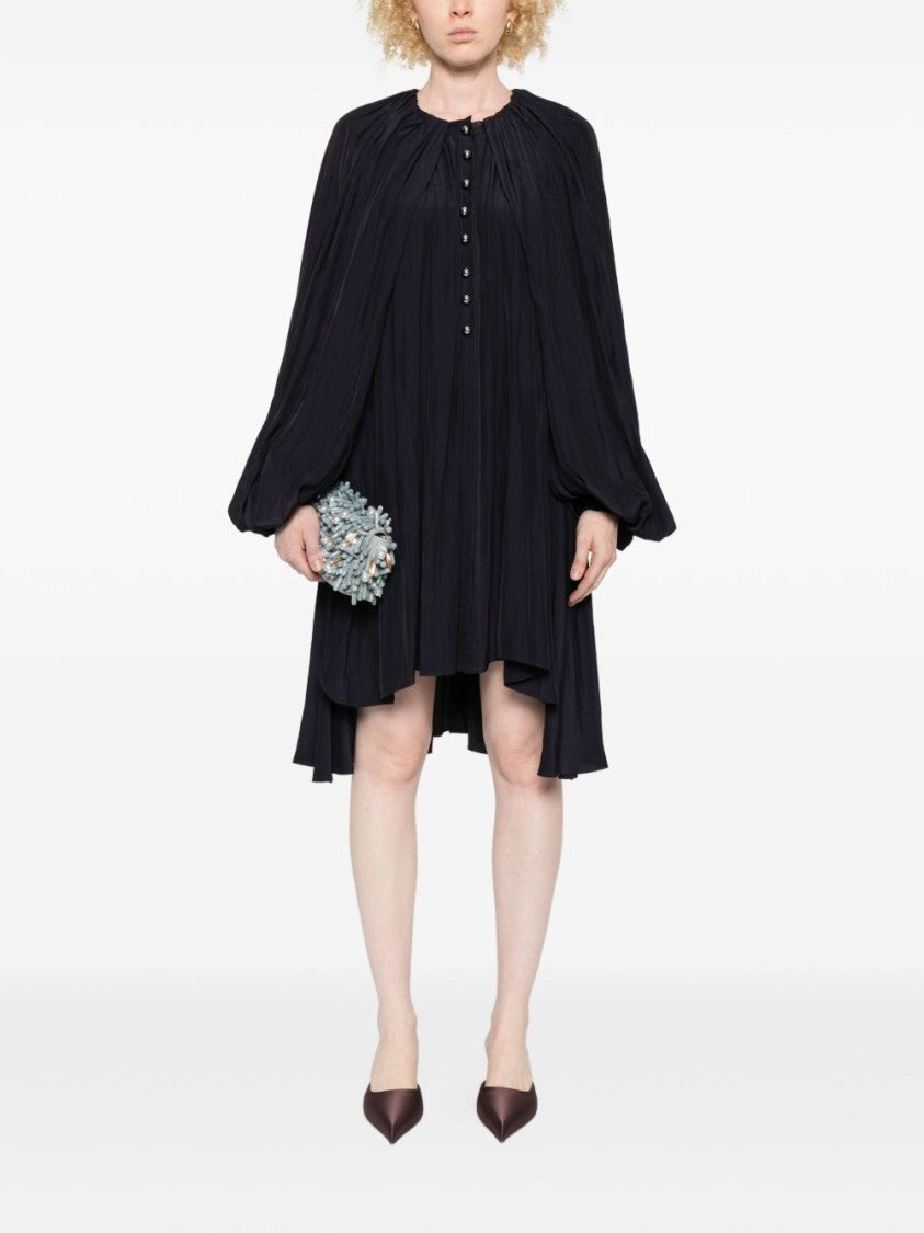 Lanvin Dark Purple Button Front Long Dress