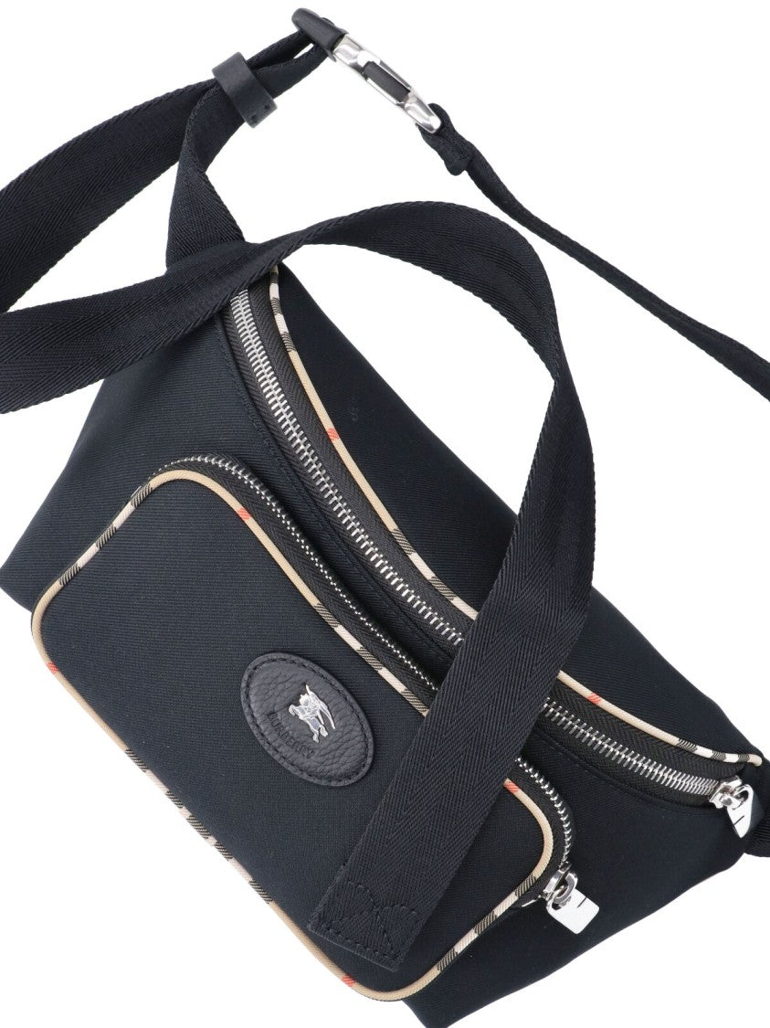 Burberry Black Fabric Check Belt Bag