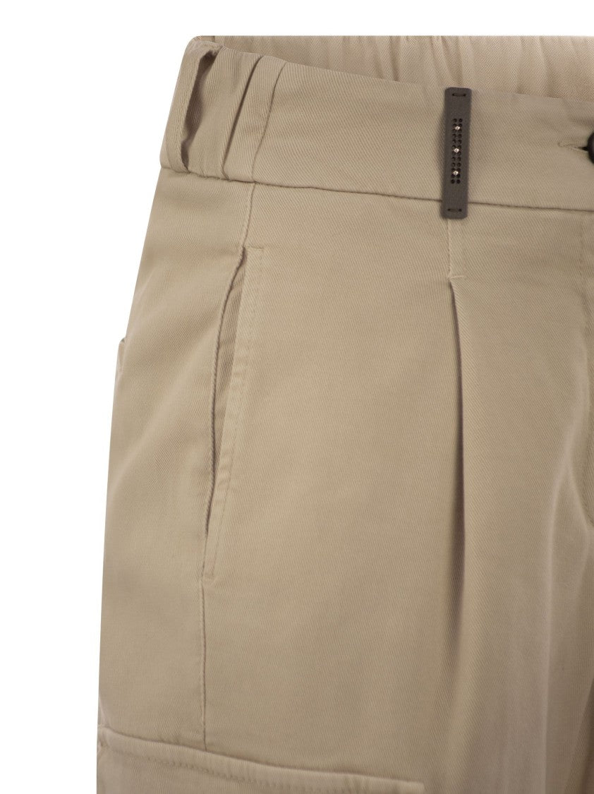 Peserico Cargo Carrot Trousers In Cotton Gabardine