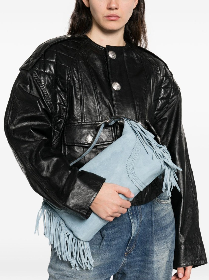 Ermanno Scervino Structured Shoulder Bag In Soft Lamb Leather With Decorative Fringes