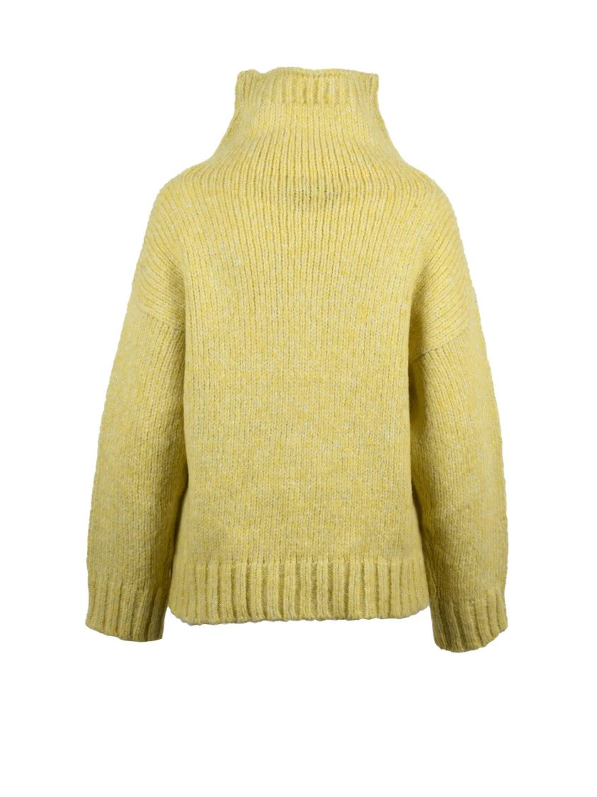 Alpha Studio High Neck Sweater With Lamé Inlay And Ribbed Knit Texture